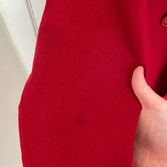 Women Cashmere Boutique Cashmere Wool Blend Pea Coat Mid Length Red Size 4 - Picture 13 of 13
